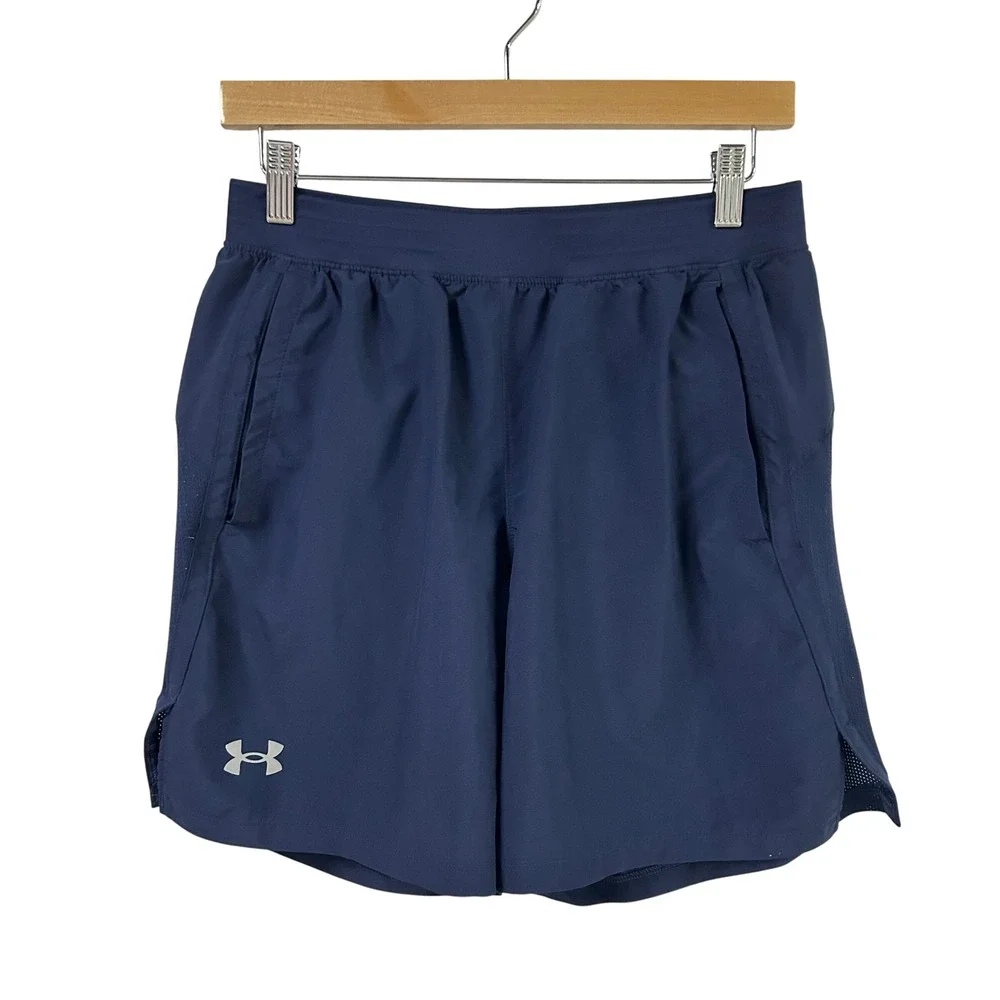 Under Armour Running Shorts Mesh Inset Medium Navy Blue Athletic Gorpcore Gym
